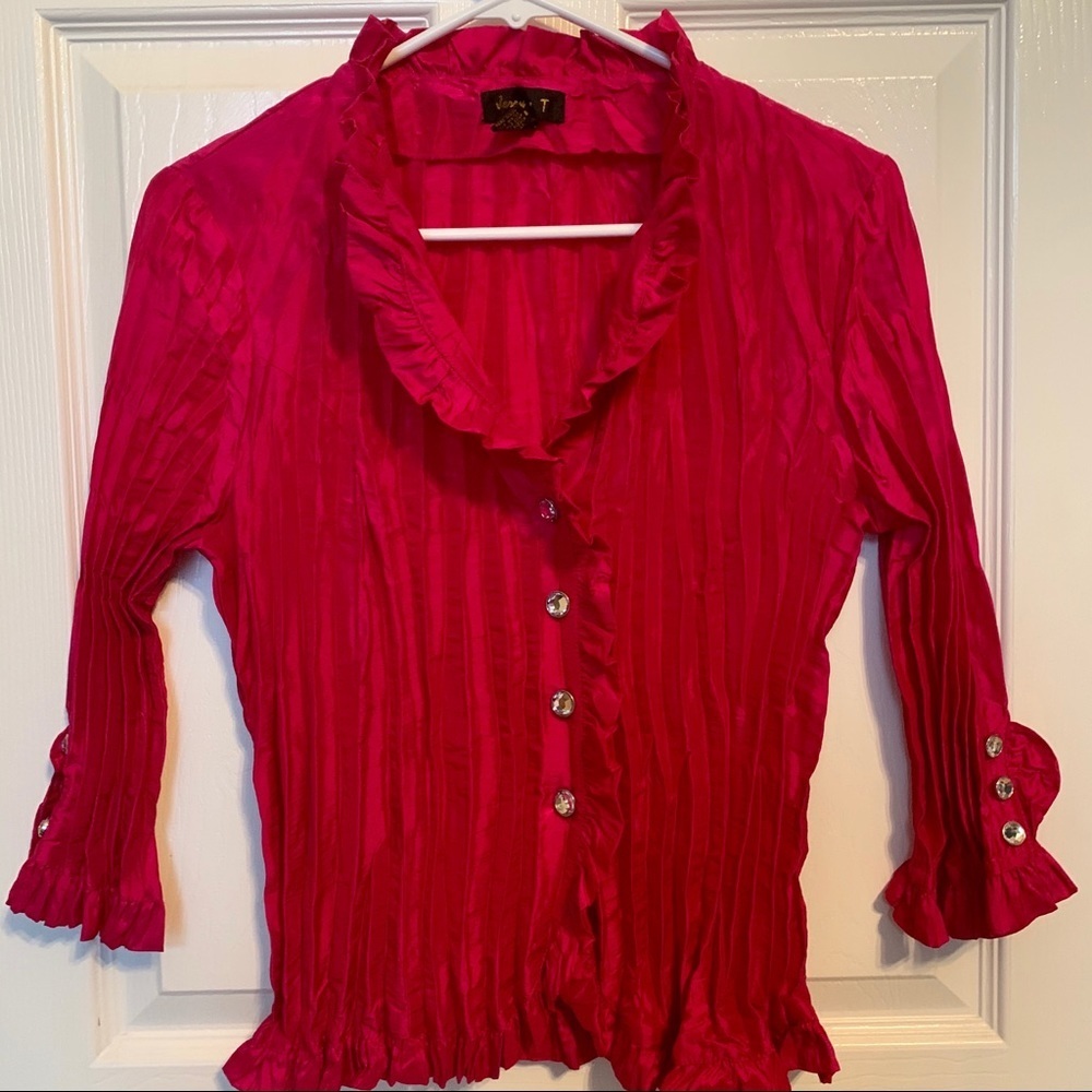Jerry T Accordion Fuchsia Pleated Blouse S…